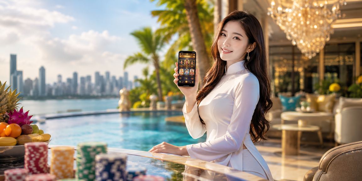 Phụ nữ mặc áo dài tại vùng sông Mê Kông tham gia trò chơi bài truyền thống kết hợp giải trí trực tuyến