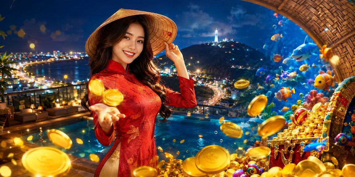 Người dùng dùng ứng dụng casino tại Vũng Tàu với chiếc nón lá – trải nghiệm nạp tiền và nhận thưởng trên di động